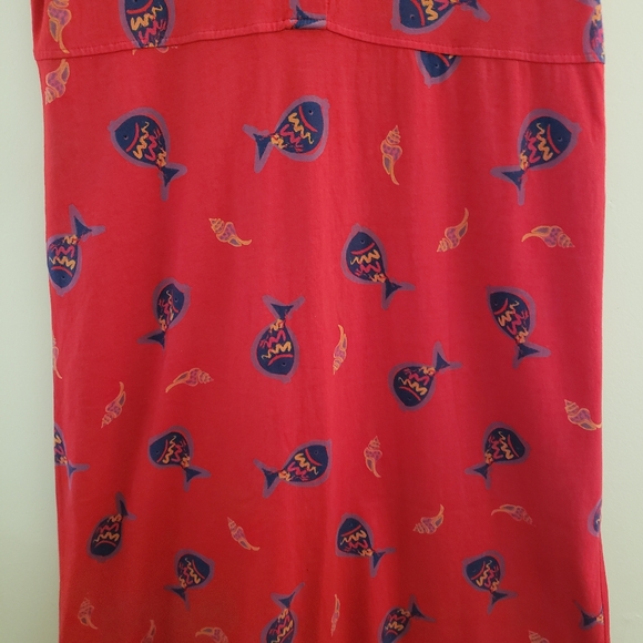 Vintage Zip Code Red Fish Print Cotton Dress - Picture 5 of 11